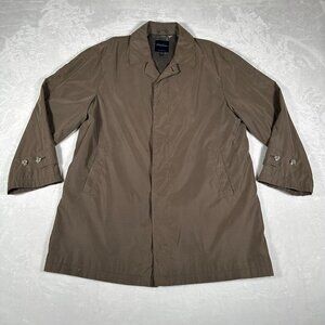 Brooks Brothers Trench Coat Men Size L Brown Overcoat Made USA Button Closure